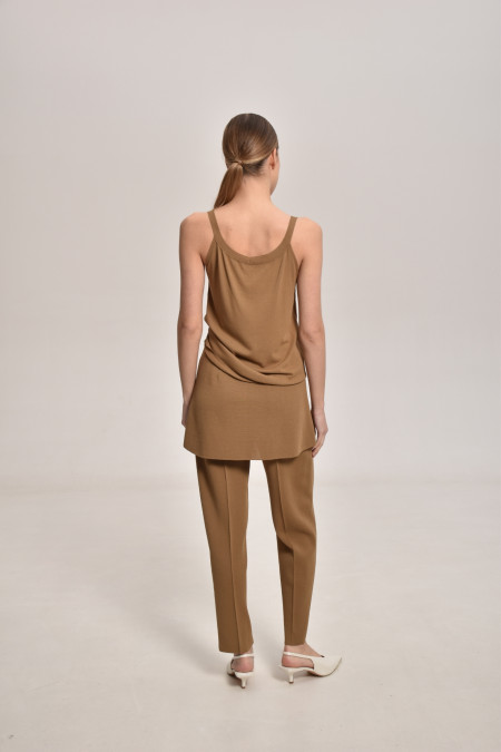 Dark Beige Viscose Knitted Miniskirt Dark Beige Viscose Knitted Miniskirt
