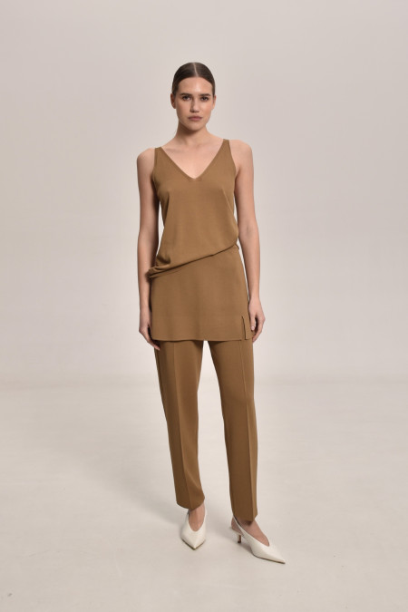 Dark Beige Viscose Knitted Top