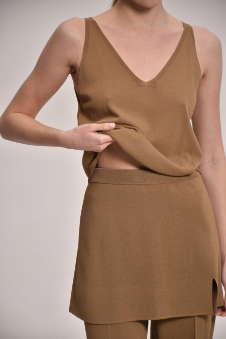Dark Beige Viscose Knitted Top
