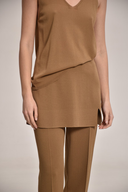 Dark Beige Viscose Knitted Miniskirt Dark Beige Viscose Knitted Miniskirt