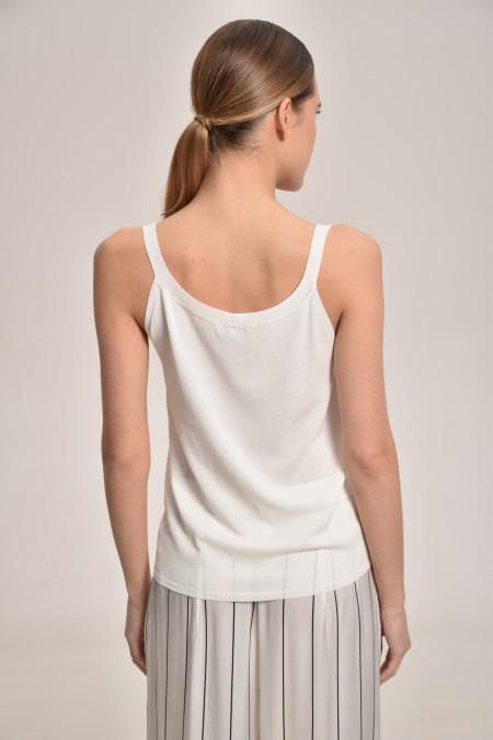 Off-White Viscose Knitted Top