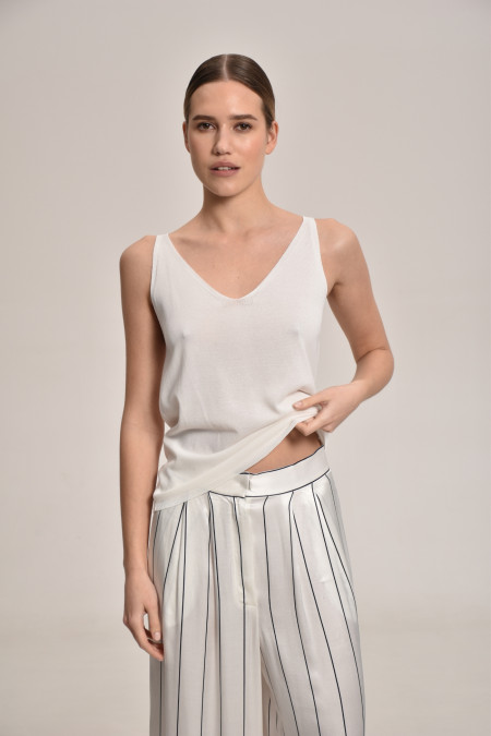 Off-White Viscose Knitted Top