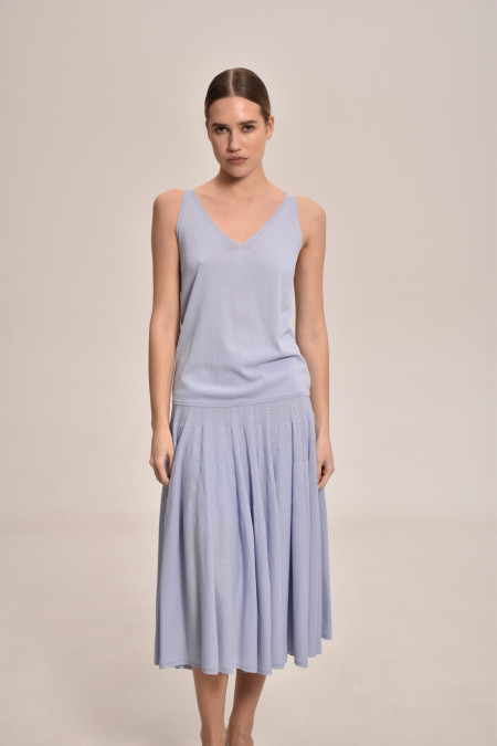 Blue Viscose Knitted Top