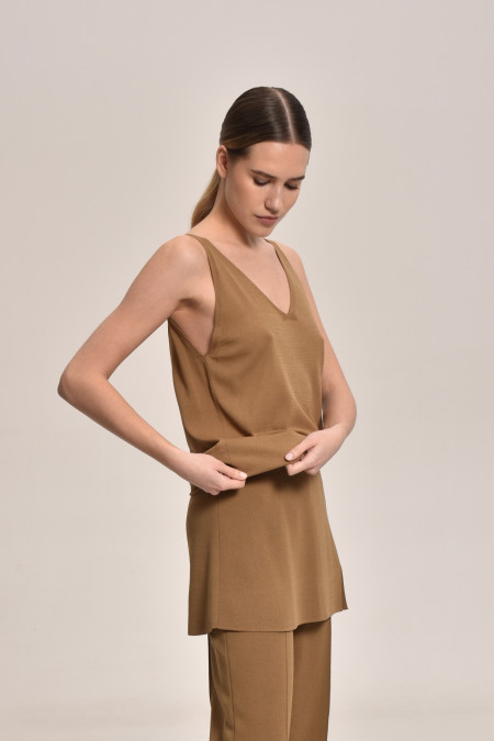 Dark Beige Viscose Knitted Top
