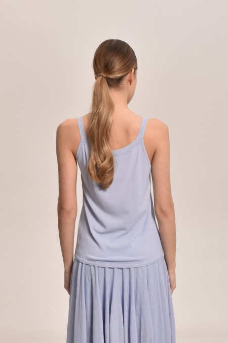 Blue Viscose Knitted Top
