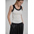 Off-White-Black Textured Top With Contrasting Border