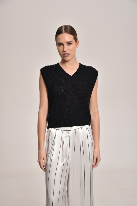 Black Textured Vest