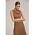 Dark Beige Viscose Off-The-Shoulder Knitted Top