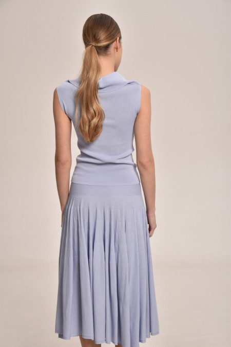 Light Blue Viscose Knitted Skirt
