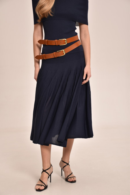 Navy Viscose Knitted Skirt