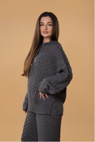 Худі в косички RITO x brabrabra з вовни сіре