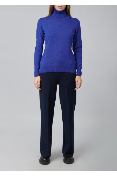 Navy Straight Knit Viscose Trousers Navy Straight Knit Viscose Trousers