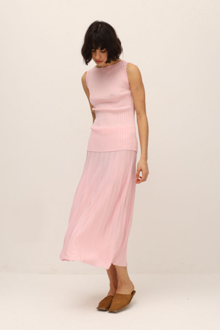 Pink Viscose Pleated Effect Skirt Pink Viscose Pleated Effect Skirt