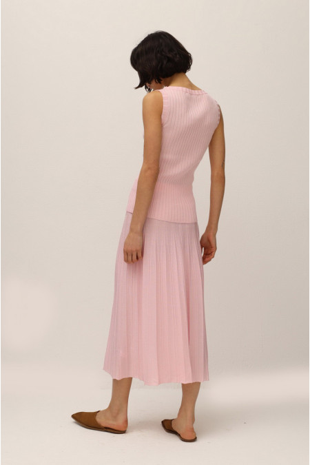 Pink Viscose Pleated Effect Skirt Pink Viscose Pleated Effect Skirt
